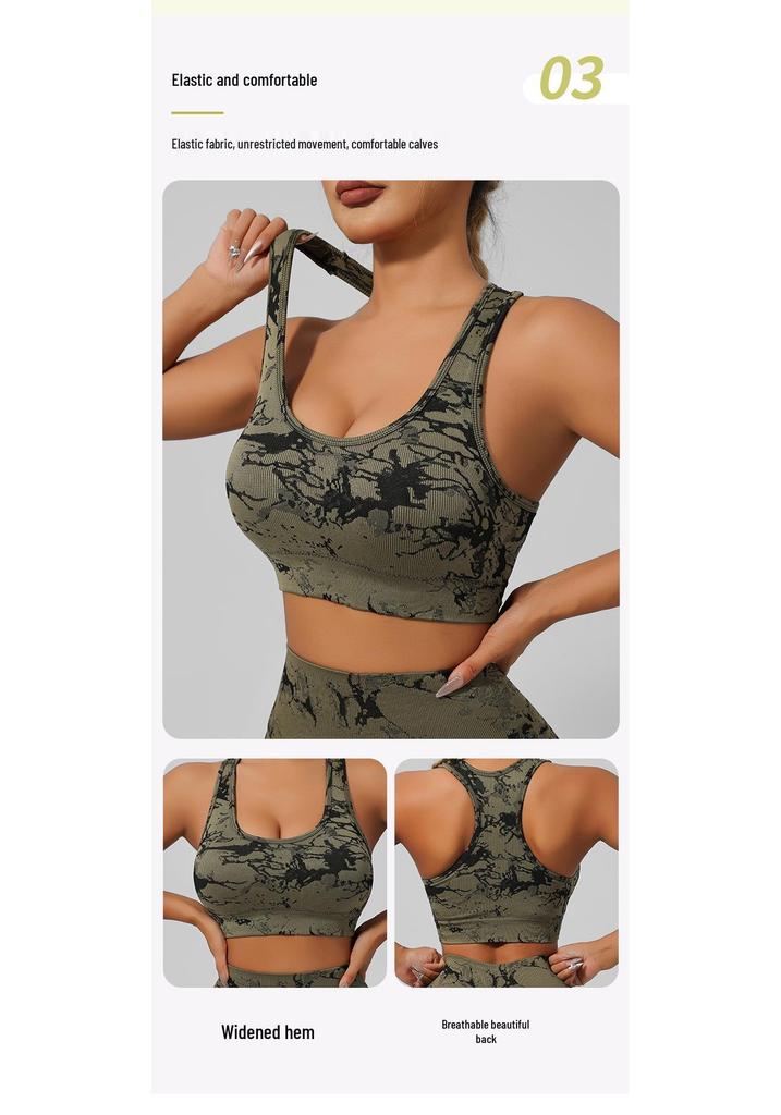 Tie-Dye Yoga Set: Beautiful Back Sports Bra & High-Waist Peach Lift Leggings