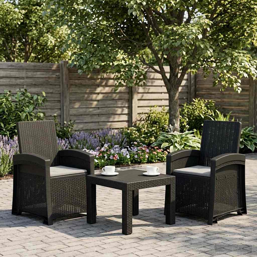 Garden Lounge Chair Rattan Look 2 pcs Anthracite and Light Grey PP