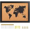 Cork Board Map of World, 14" X 11" Bulletin Boards for Walls with 10 P, Travel Tracker Map for Office, School and Home (WD-MAP-2636)