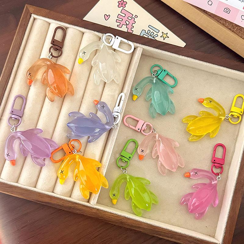 2Pcs Creative Color Change Duck Keychain  Colorful Roast Duck Keychain Novelty Cute Backpack Decoration Accessories Gifts