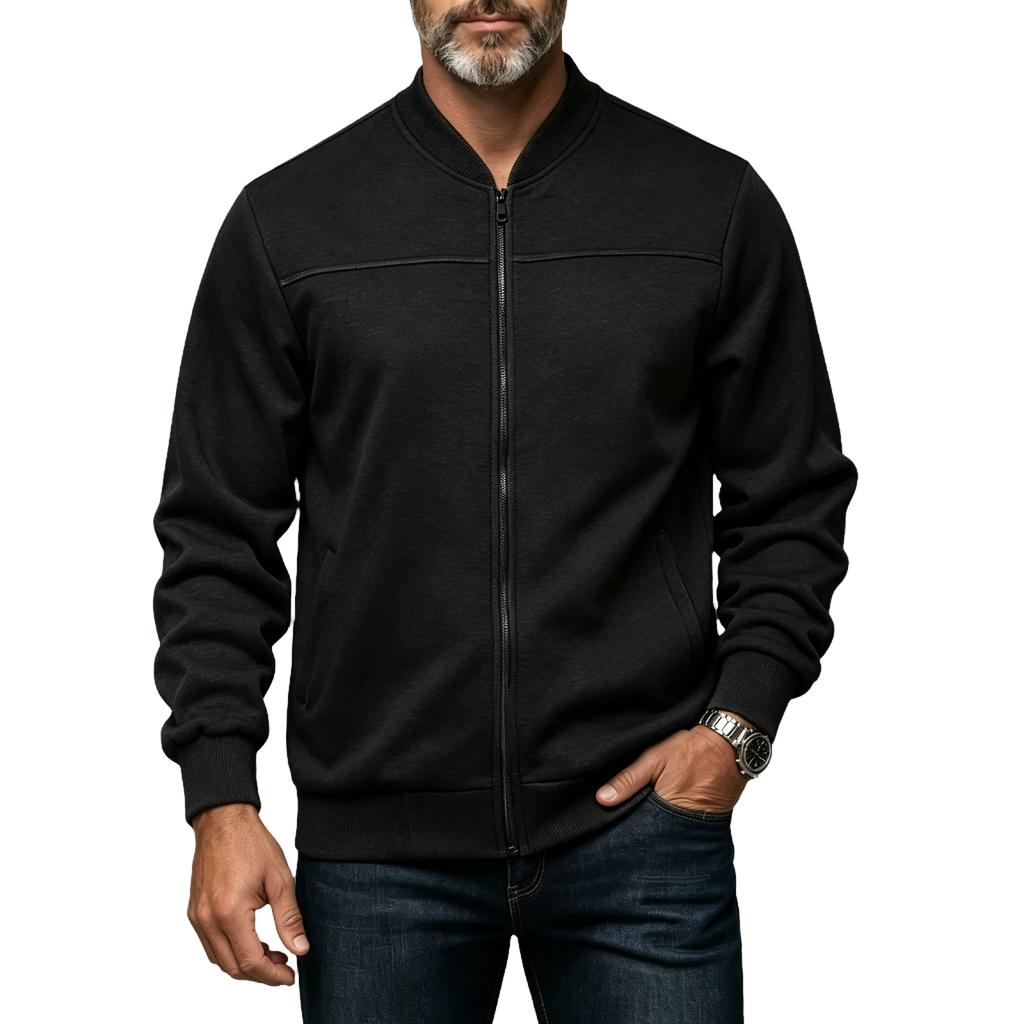 Men's -Lined Zip-Up Jacket Casual Cardigan Color Long Sleeve