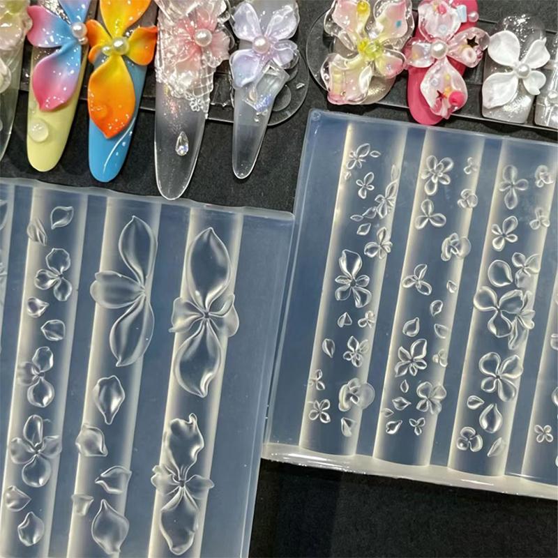 Ice Flower Rose Nail Art Mold Hand Carved Silicone Cute Nail Charm Casting Tool for DIY Manicure Beginners