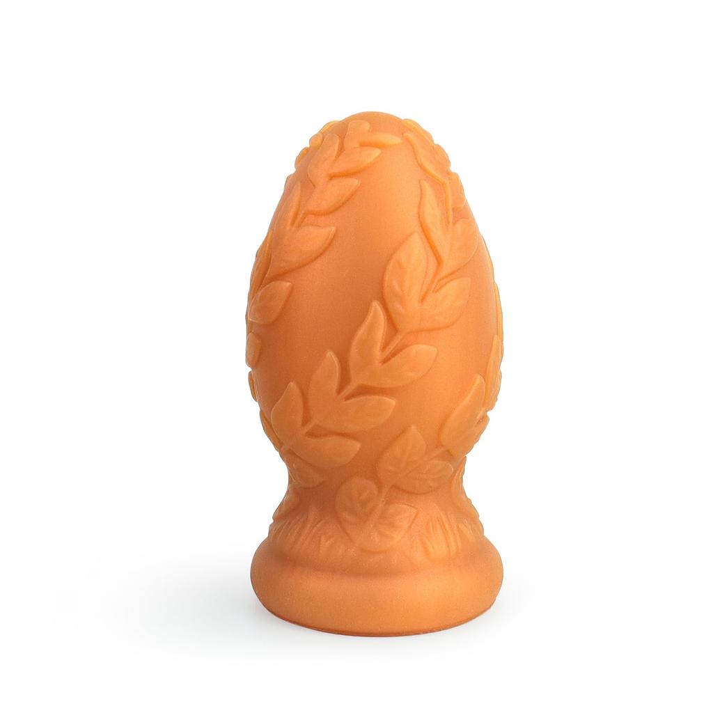Anal Plug Leaf Texture with Suction Cup Silicone Gold M TaRiss's 6.8cmx13.3cm