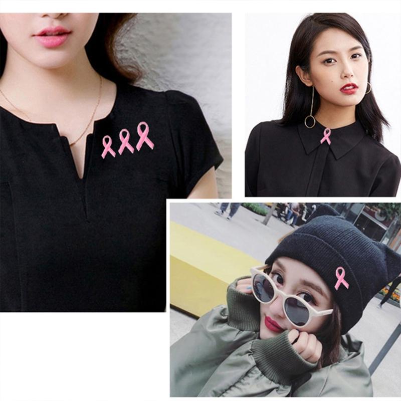 Pink Ribbon Brooch Pins Hope Ribbon Lapel Official Breast Cancers Awareness Lapel Pin for Charity Public Social Event