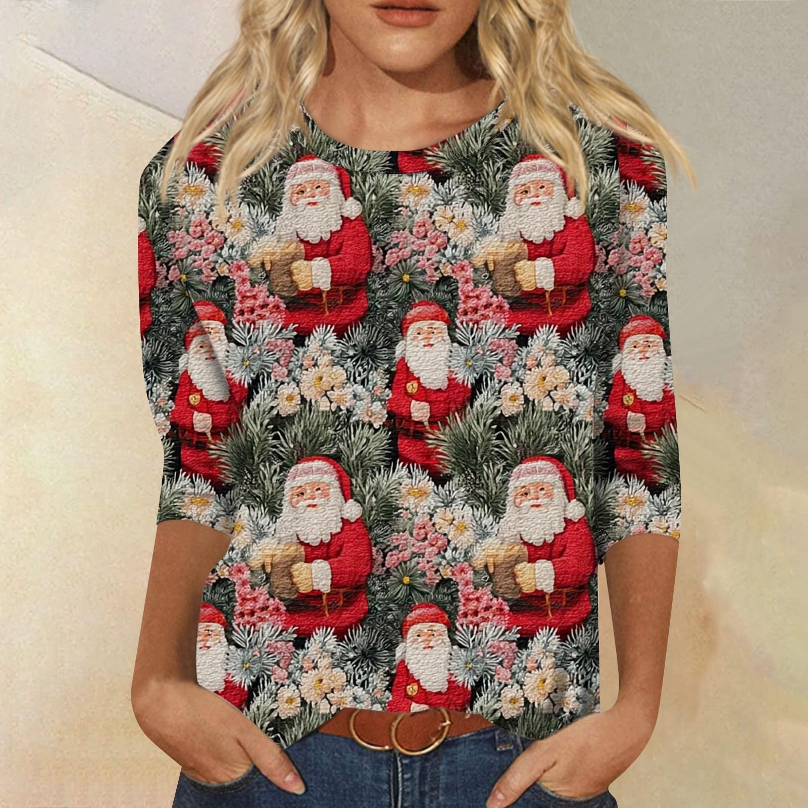 

Женская модная повседневная свободная футболка с круглым вырезом и рукавами 3/4 с принтом, женский топ XXXL