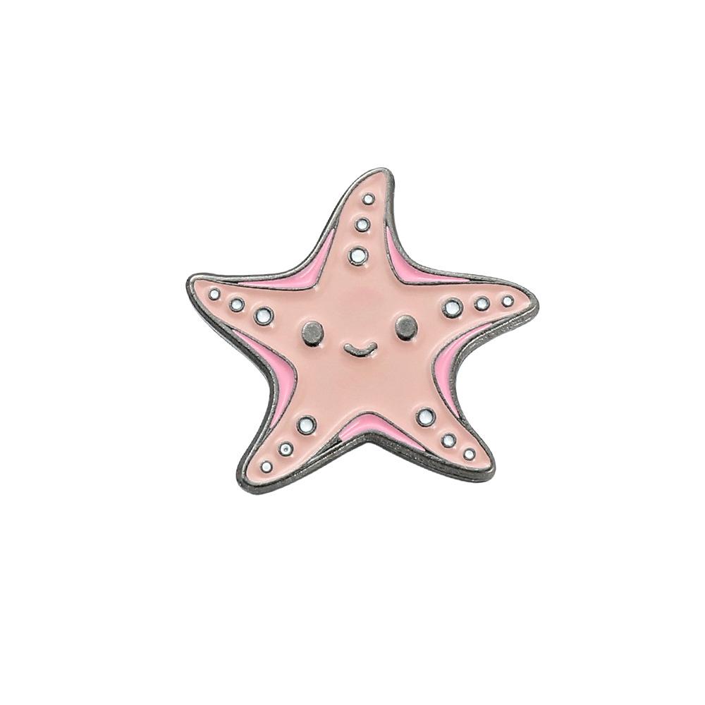 Q version of marine life metal badge seahorse shark jellyfish starfish bag brooch