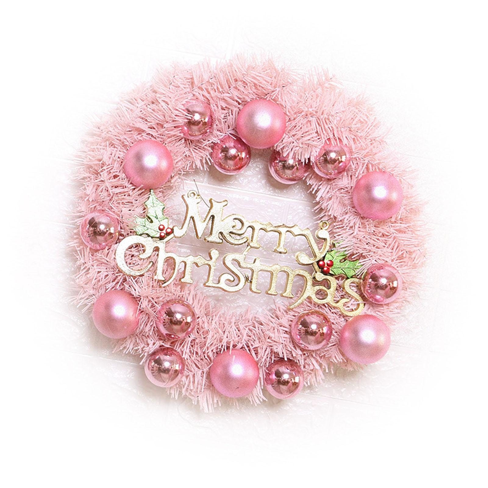 

Xmas Wreath for Front Door PVC Xmas Wreath Decoration with Balls Ornaments for Fireplace Wall Home Outdoor Porch Decor