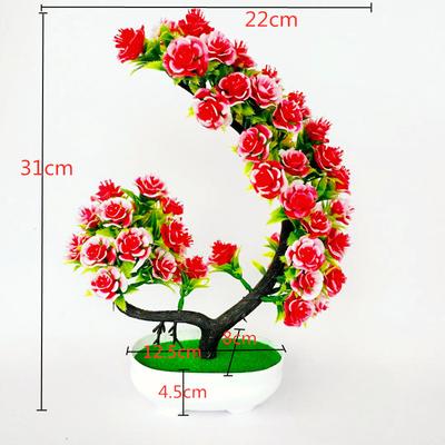 Artificial Plant Potted Plants Rolled Rose Half-moon Bonsai Artificial Flower Potted Plants Artificial Welcoming Pine