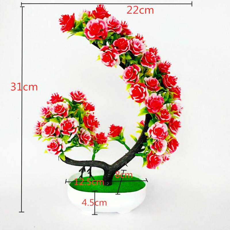 Artificial Plant Potted Plants Rolled Rose Half-moon Bonsai Artificial Flower Potted Plants Artificial Welcoming Pine