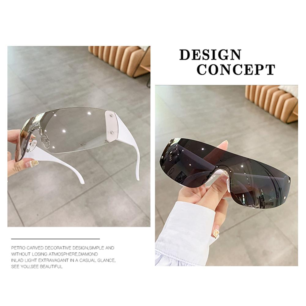 Punk Oversized 2000's Eyewear Rimless Shades Goggles 1pc Sun Glasses Star Y2K Sunglasses
