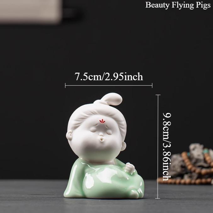 Ceramic small official women's ornaments Chinese style Home living room decoration Fragrant ornament Tea room desktop decoration