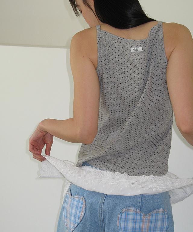 RONRON Dot Boatneck Sleeveless Gray