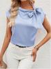 T-shirt da donna in raso con colletto a fiocco e design di nicchia