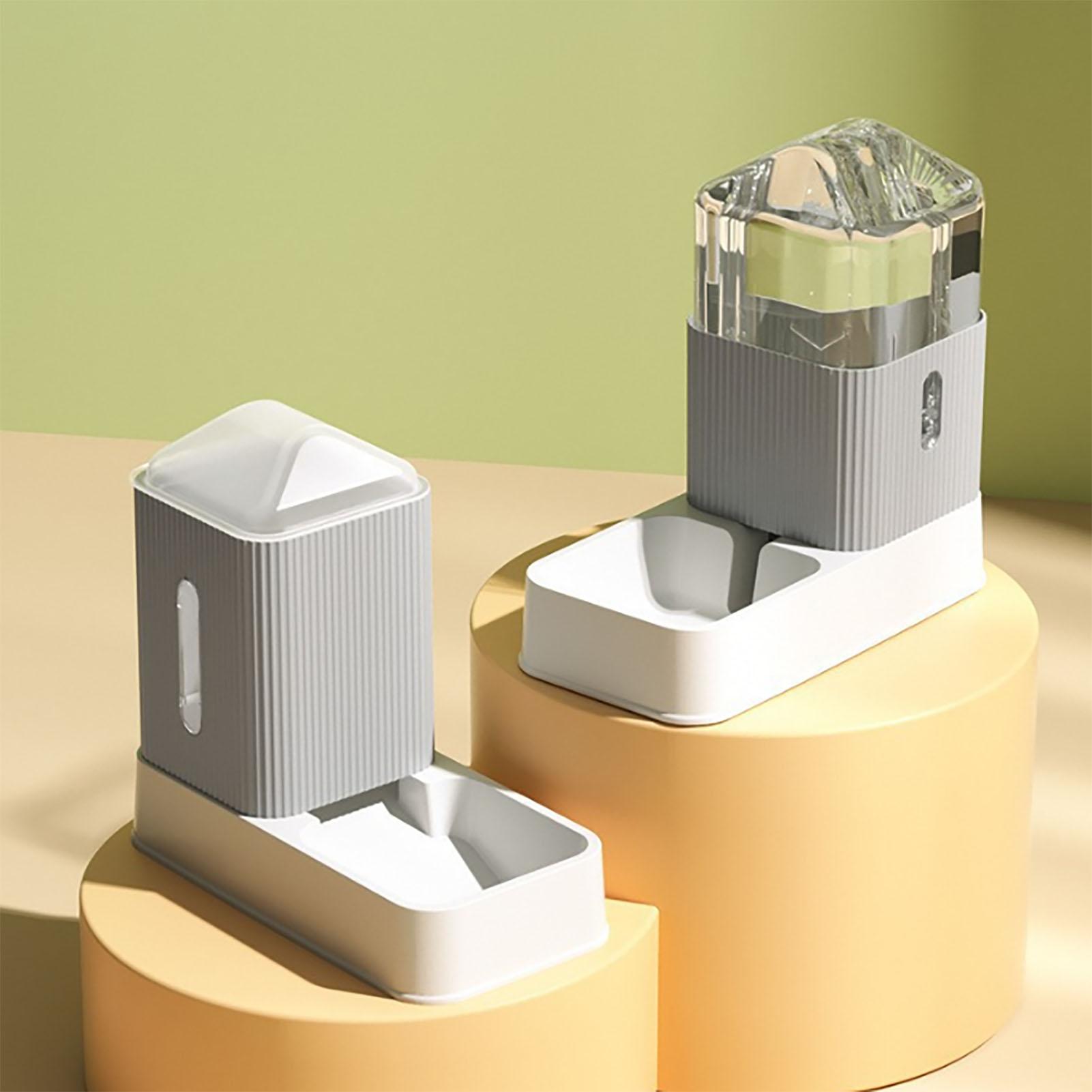 

Gravity Pet Feeder and Water Dispenser Removable Fully Enclosed Waterer Feeder Dog Automatic Feeder Set for Pet 3.5L серый