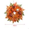 Fall Wreath Harvest with Pumpkins 16 inch Decorations Autumn Maple Leaves for