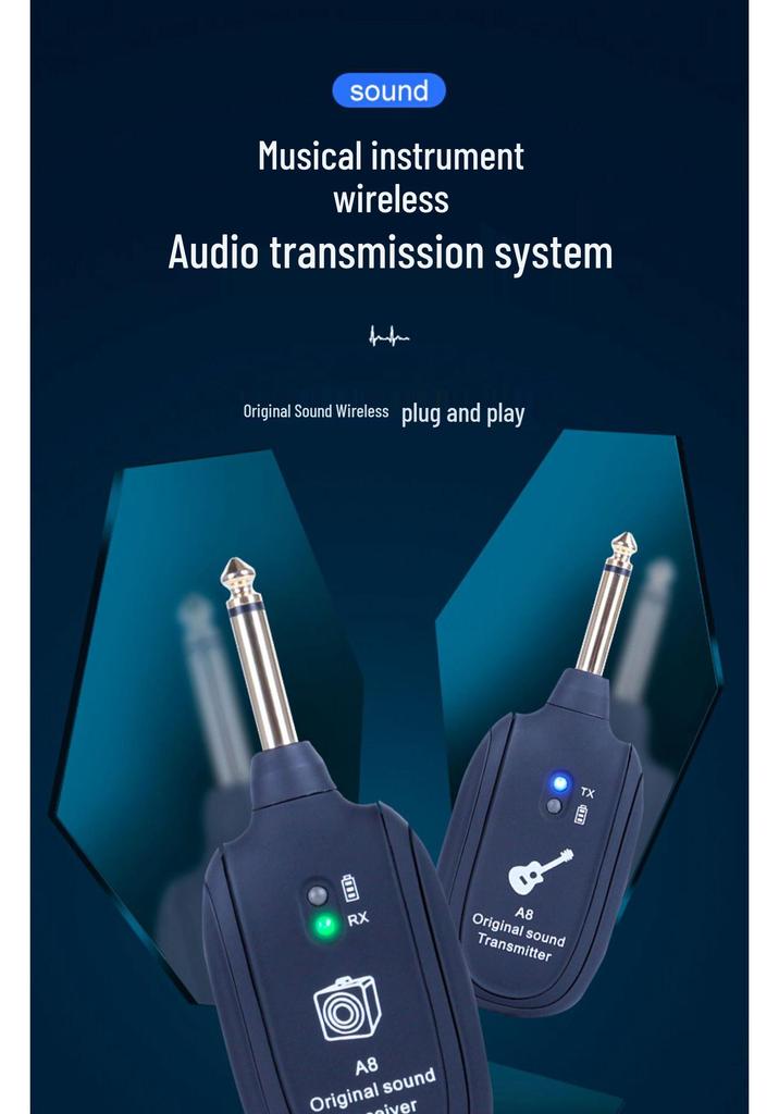 Guitar & Sax Wireless Transmitter Receiver with Noise Reduction for Electric & Acoustic Instruments