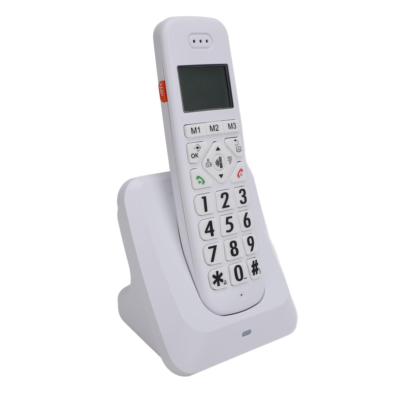 

Бездротовий телефон з великою кнопкою, жовтий дисплей із підсвічуванням, повнодуплексний гучномовець, домашній телефон із ідентифікатором абонента EU Plug