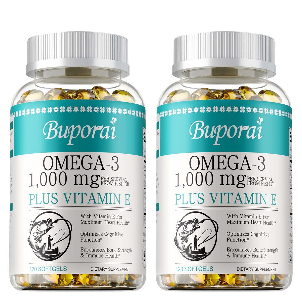 Omega-3 Tiefseefischöl-Kapseln, 1000 mg, Formuliert, Enthält Vitamin E, Hohe Reinheit, Geeignet für Männer und Frauen