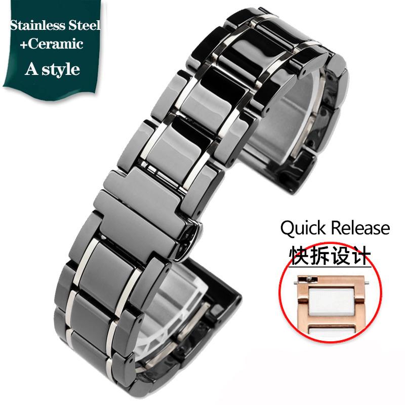 23mm Ceramic Stainless Steel Strap Watchband For Casio PROTREK Series PRW-30 PRW-50 PRW-60 PRW-70YT Waterproof Sport  Watch Band