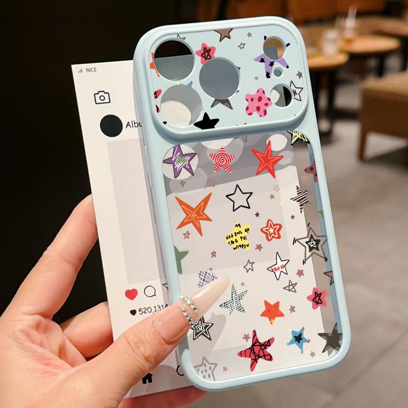 Creative Starry Stars Print Case For iPhone 17 Pro Max Hybrid TPU+PC Clear Back Hard Cover For iPhone 16 15 14 13 Pro Max