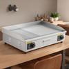 Commercial Electric Griddle, 725 X 400 Mm, 4400W, 50-300°C Adjustable Temp Control, Stainless Steel Countertop, Half Grooved Half Flat, with 2