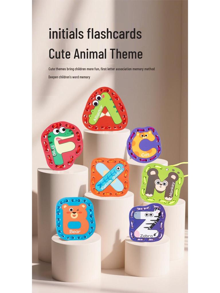 Children's Alphabet Lacing Cards: Educational Word Puzzle for Early Learning