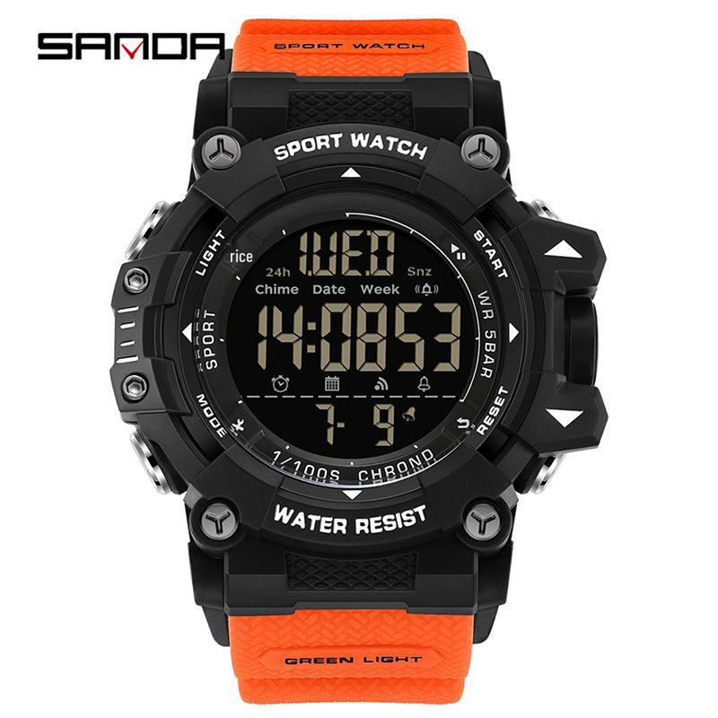 Sanda Multifunktionale Wasserdichte Sportuhr mit Alarm & Modischer Einzelanzeige für Studenten.