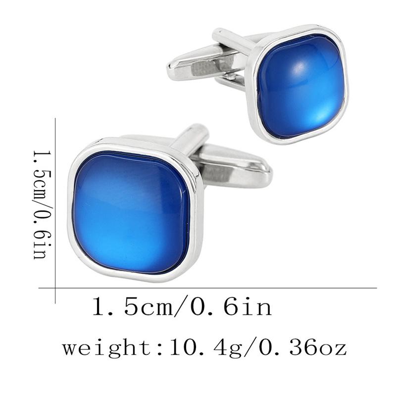 Kwadratowe Diamentowe Niebieskie Spinki do Mankietów Proste Męskie Spinki do Mankietów do Koszuli Biznesowej i Garnituru