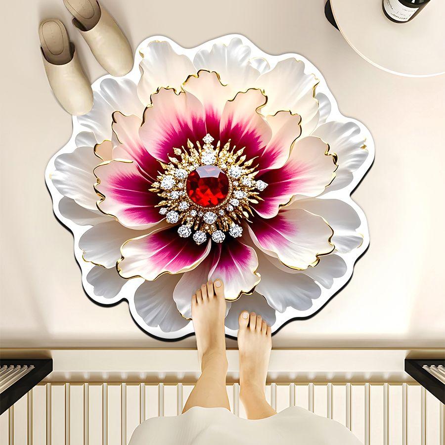 

Коврик для ванной комнаты с цветами, впитывающий и износостойкий коврик для цветов, домашний коврик для ванной комнаты, коврик для цветов Diameter 80cm