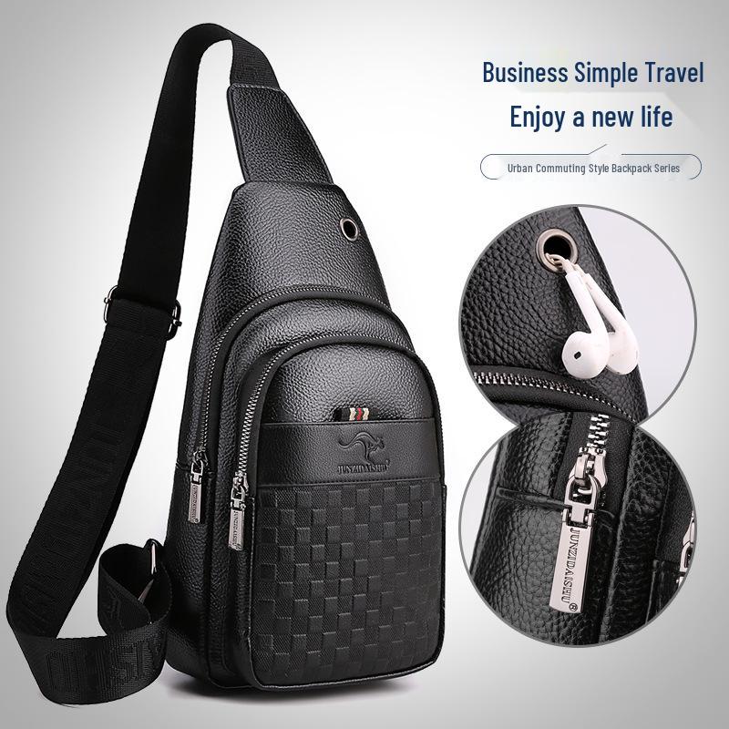 Men's Korean Style Casual Chest Crossbody Bag - Small PU Shoulder Travel Backpack