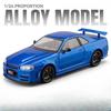 1/24 Skyline GTR R34 Static Diecast Car Sound Light Pull Back Detailed Rubber Tires Desktop Hobby Collectible Boys Gift