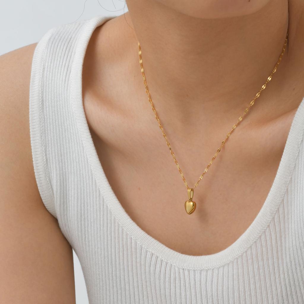 Wind Lady Collarbone Chain, Simple Stainless Steel Heart Pendant Necklace, Jewelry Nc-2191