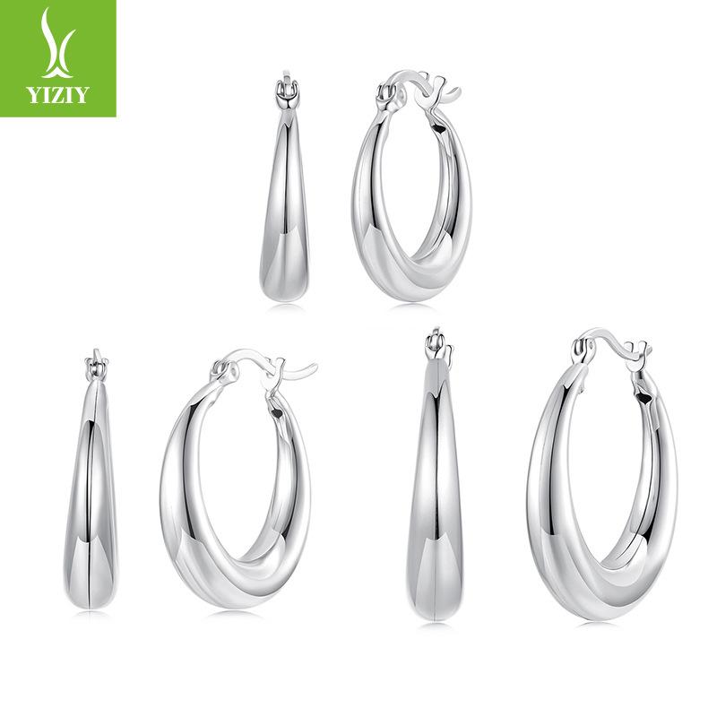 

Simple Glossy Metal Texture Earrings, Ear Buckles 925 Silver Needles, Premium Ol Wind Earrings, Earrings. 2.3cm