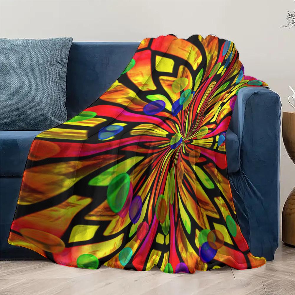 Vibrant Abstract Colorful Circle Pattern Decorative Throw Blanket Sofa Bed Cover for Home Decor