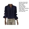 Women Shirt Lapel Long Sleeve Ruffle Cuffs Shirt Tops Pure Color Loose Fit Button Down Office Lady Summer