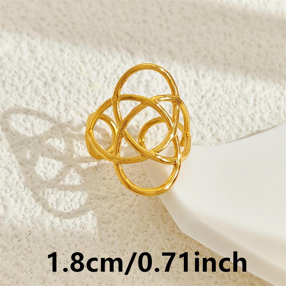 Stylish Retro 18K Gold-Plated Stainless Steel Open Ring - Elegant Titanium Steel Jewelry