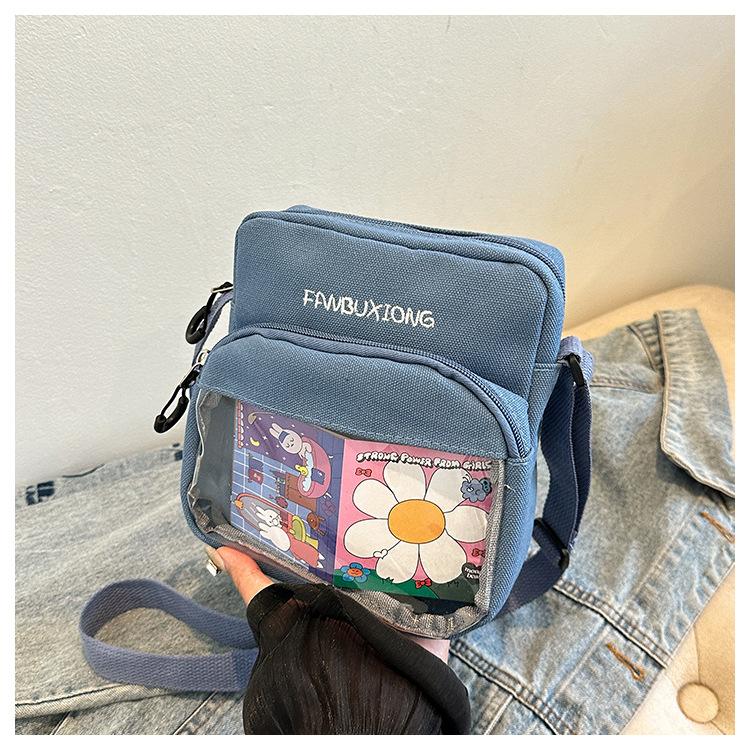 Stylish and Simple Canvas Bag 2025 New Street Trend Shoulder Bag Crossbody Bag Cow Pattern Small Square Bag