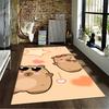 Cute Cartoon Carpet with Bear Couple, Peach Background, Star Design Suitable for use as an anti-slip for living room bedroom sofas