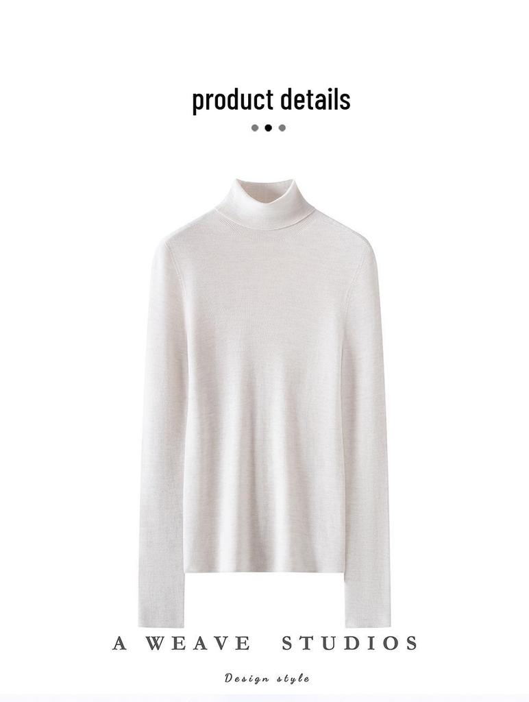 Women's Slim-Fit Long-Sleeve Wool Turtleneck Sweater for Autumn/Winter