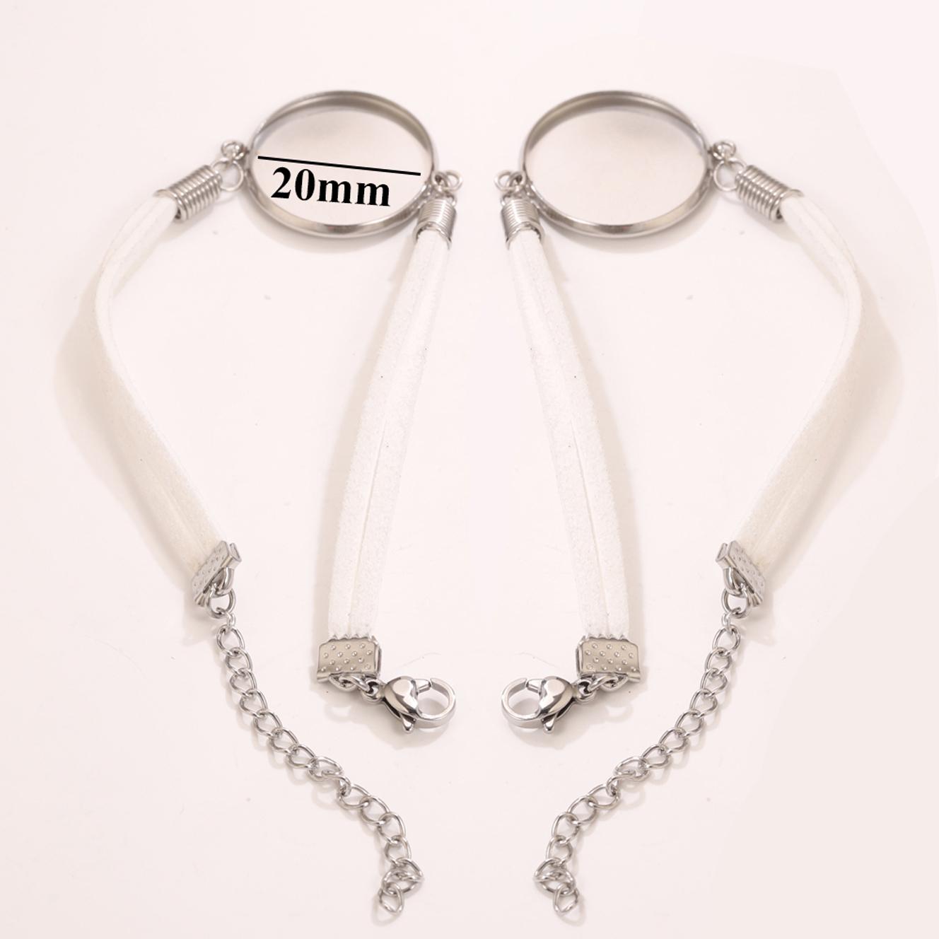 

2Pcs Stainless Steel Bracelet Bangle Blank Base Fit 20Mm Round Diy Po Glass Cabochon Setting Bezel Tray Diy Jewelry Making