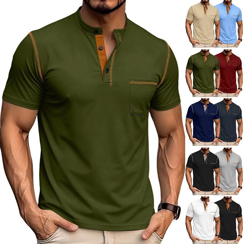 Men's Quick-Dry Short-Sleeved Henley Polo: Breathable Summer Casual T-Shirt in Plus Sizes