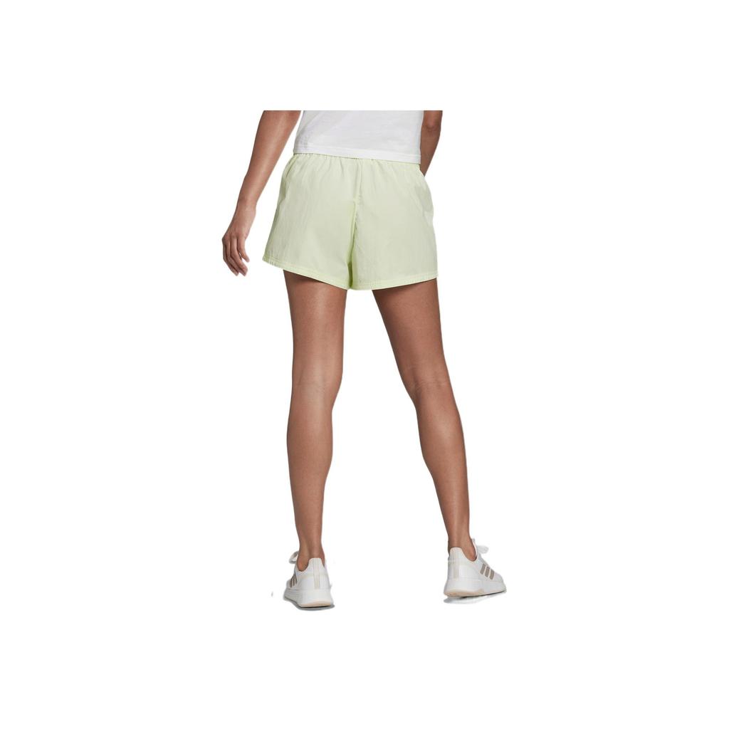 Adidas Solid Stripe Logo Elastic Straight-Leg Sports Shorts Women Bottoms Green HE9346