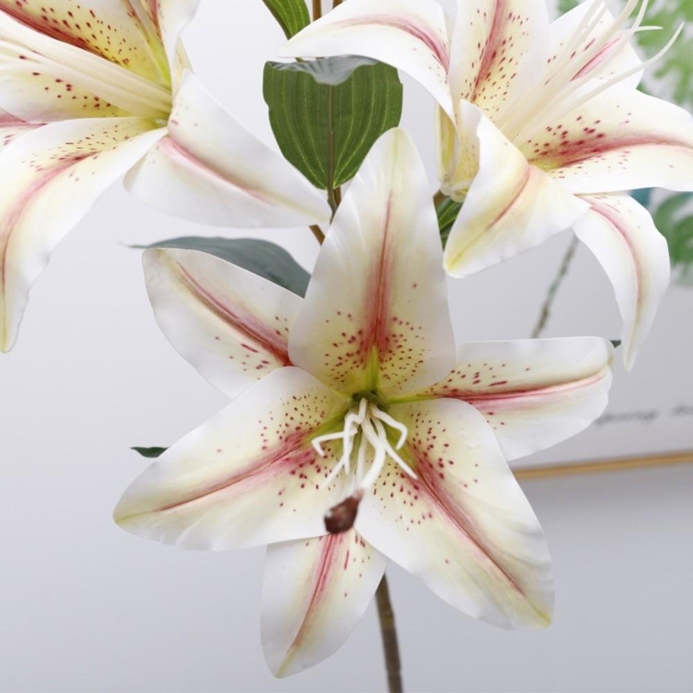 5 Head Artificial Flower Branch Plastic Elegant Simulation Lilium Brownii Flower Handmade Real Touch Fake Flowers Wedding Decor