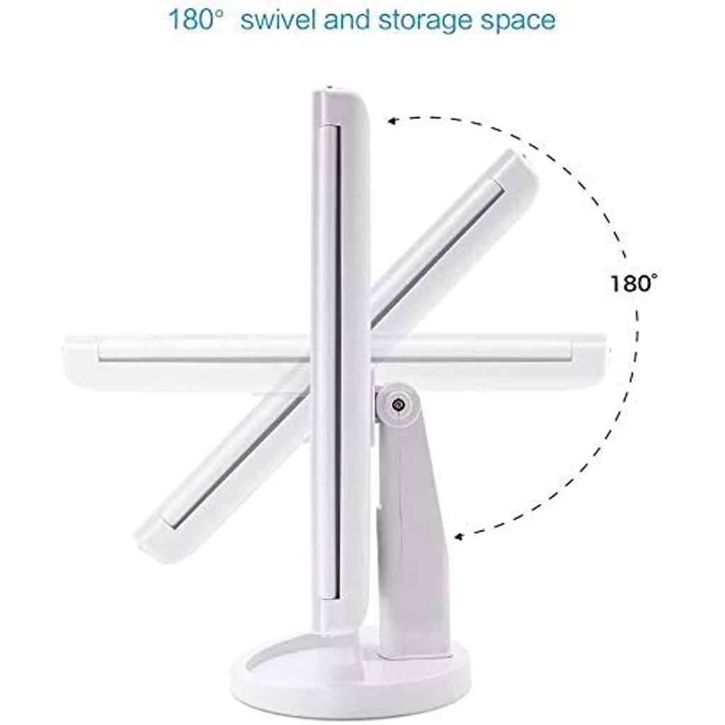 Makeup Mirror With LED, 1x Magnification Triptych Makeup Mirror, 2X, 3X, Cosmetic Mirror 21 Led Lighting Touch Screen, 180 ° Adjustable (White)