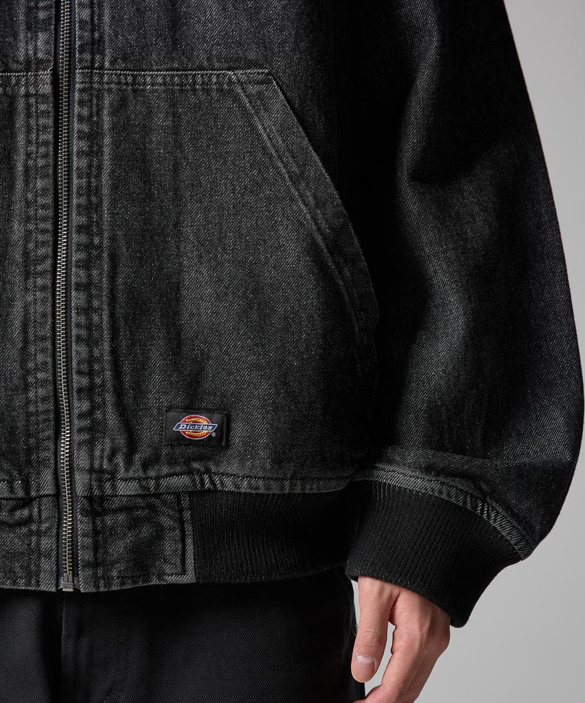 Dickies Wellenlogo Denim Reißverschluss Hoodie Schwarzer Denim