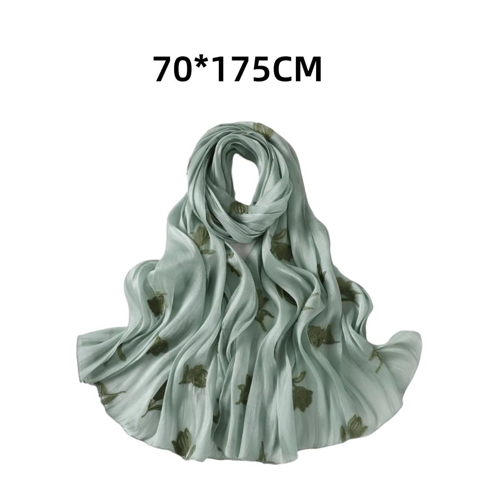 Glitter Floral Embroidery Hijab 70*175CM Crinkle Plain Scarves Fashion Islamic Head Wrap  For Women