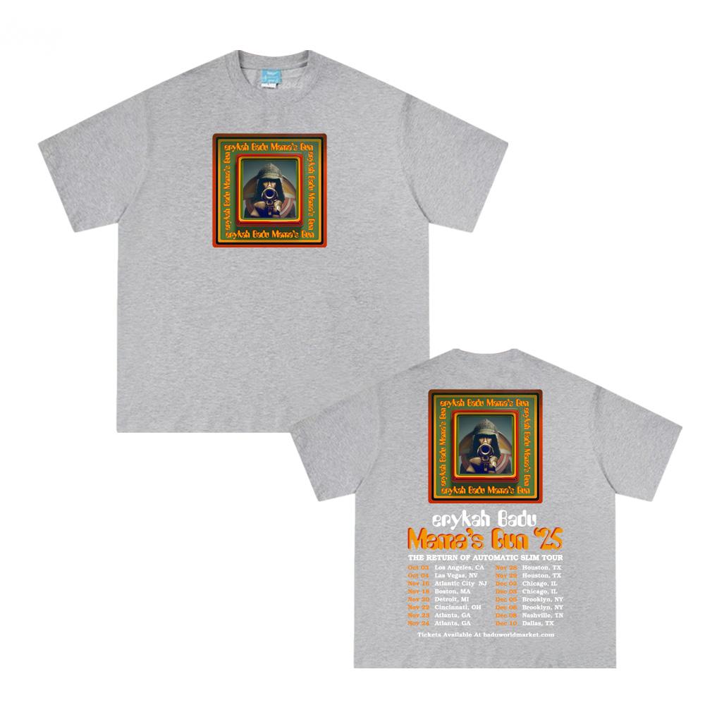 Erykah Badu TOUR 2025 Topy 100% Bavlna Kulatý Výstřih Měkké Tričko na Léto Tričko s Kulatým Výstřihem Dámské Pánské Oblečení Topy