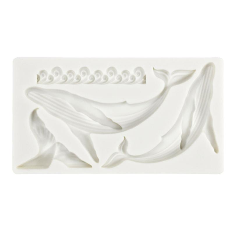 DIY Handmade Silicone Fondant Mold Whale Wave Shape Chocolate Sugar Craft Paste Mold DIY Candle Resin Crafts Durable