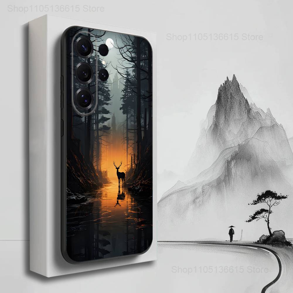 Cute Deer Animals Case For Samsung S10,Plus,S9,S22,S25,Ultra,S24,S21,S20,S23,FE,Lite,Soft Silicone Black