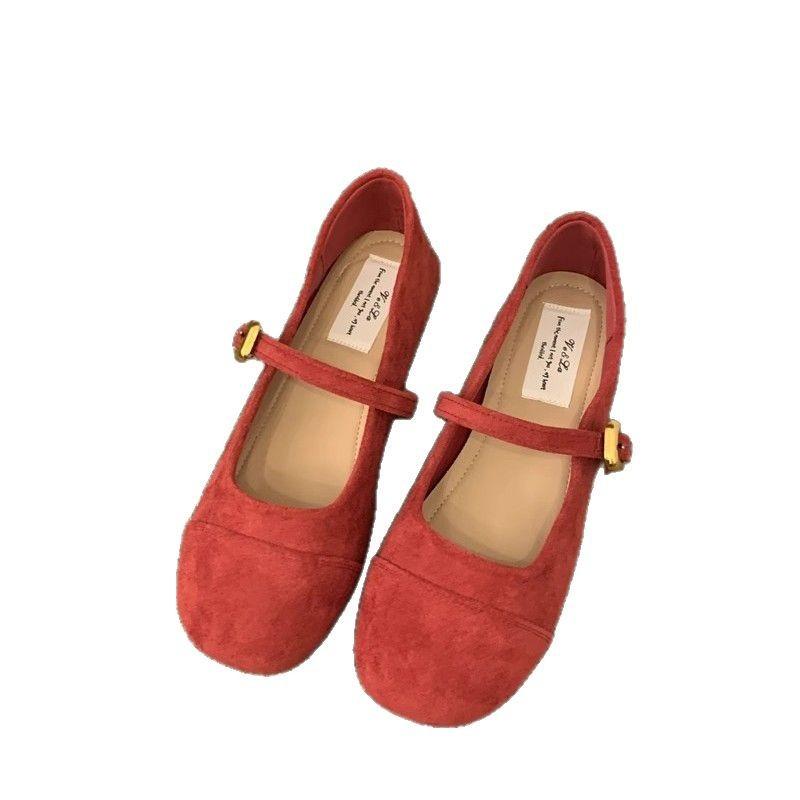 Soft-soled round-headed French shallow-mouth single shoes 2025 spring and autumn new commuter versatile one-word with flat Mary Jane shoes